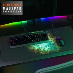 CSL Gaming Mauspad, XXL Schreibtischunterlage 900 x 400mm, Präzision & Geschwindigkeit, Galaxie Best