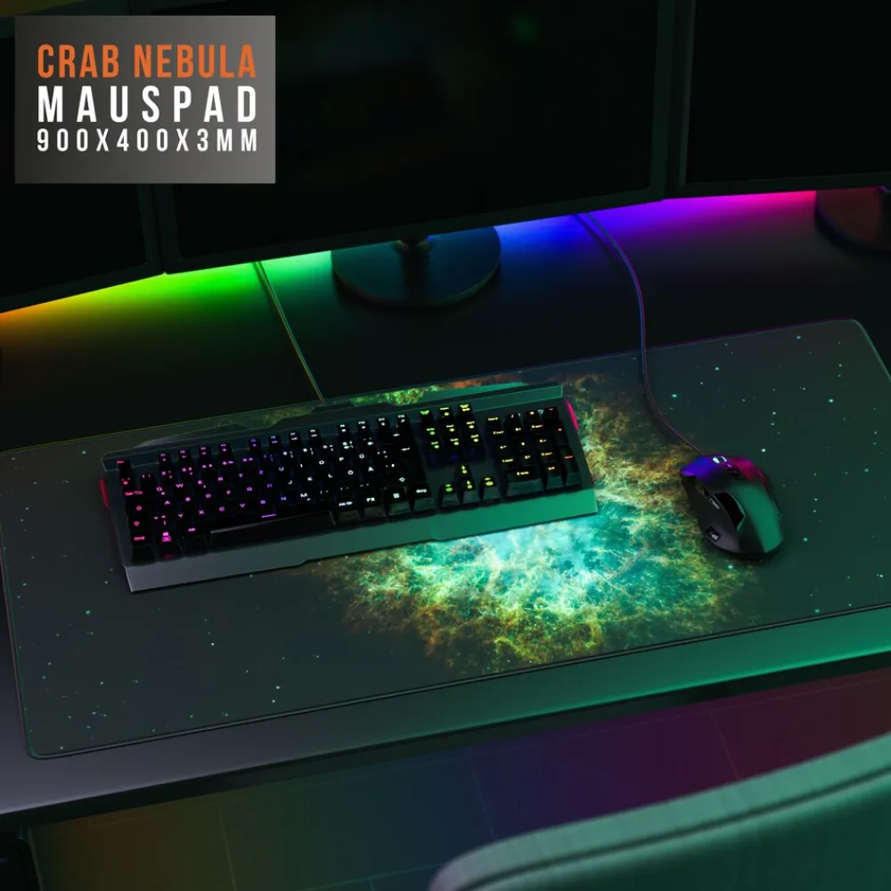 CSL Gaming Mauspad, XXL Schreibtischunterlage 900 x 400mm, Präzision & Geschwindigkeit, Galaxie Best