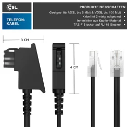 - Internet Kabel Routerkabel - TAE-F Stecker auf RJ45 Stecker - 0,5m - Internetkabel - Router an die Telefondose, TAE - schwarz ^ CSL Outlet
