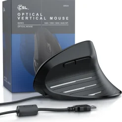CSL Maus mit Kabel, 6400 DPI, Maus 6 Tasten, für Rechtshänder, mit seitlichen LEDs, Ergonomische Maus, kompatibel mit PC und Mac Best