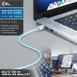 CSL Mini DisplayPort zu DVI Video-Kabel, miniDP Monitor Adapter Kabel, für Apple, PC's & Notebooks - 5m Hot