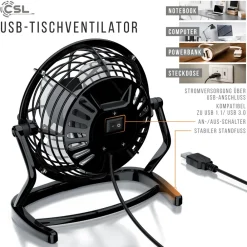 Mini USB-Ventilator Tischventilator, stromsparend, ruhiger Lauf, 360° neigbar ^ CSL Clearance
