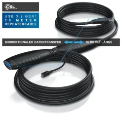 CSL 10m USB 3.2 Repeaterkabel Verlängerungskabel aktiv - USB 3.2 Gen1 - Repeater Verlängerung Verstärker Kabel Clearance