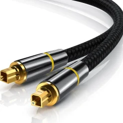 CSL Optisches-Kabel, S/PDIF, Toslink, Metallstecker, Nylonmantel, Lichtwellenleiter, Audiokabel - 5m Sale