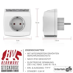 CSL Steckdosentimer / Countdowntimer einfache Bedienung - max. 240 V / 3840 W Clearance