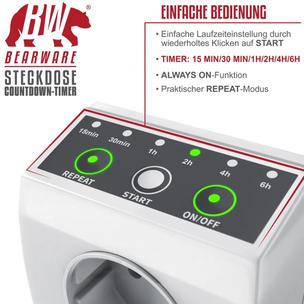 CSL Steckdosentimer / Countdowntimer einfache Bedienung - max. 240 V / 3840 W Clearance