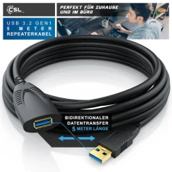 CSL USB 3.0 Typ A Verlängerungskabel, Aktives Repeater Kabel mit Signalverstärkung - 5m Sale