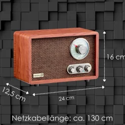Cyberlux Bluetooth Retro-Radio mit USB/SD-Karten Slot AM/FM Radio Sale