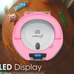 CD-Player mit LED-Beleuchtung CD/MP3 USB Kinder Radio pink ^ Cyberlux Online