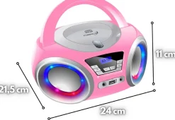 CD-Player mit LED-Beleuchtung CD/MP3 USB Kinder Radio pink ^ Cyberlux Online