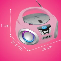 CD-Player mit LED-Beleuchtung CD/MP3 USB Kinder Radio pink ^ Cyberlux Online