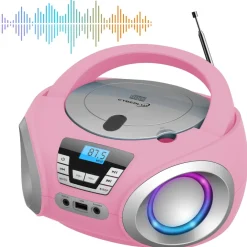 CD-Player mit LED-Beleuchtung CD/MP3 USB Kinder Radio pink ^ Cyberlux Online