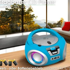 Cyberlux CD-Player mit LED-Beleuchtung CD/MP3 USB Kinder Radio blau Best
