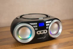 CD-Player m. LED-Beleuchtung USB Kinder Radio Schwarz/Silber ^ Cyberlux Discount