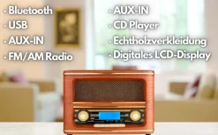 Cyberlux Retro Nostalgie Holz Radio CD/MP3 USB Player Nostalgieradio Hot