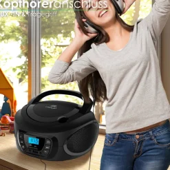 Cyberlux Tragbarer CD-Player Kinder Radio CD/MP3 USB Boombox schwarz Online