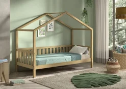 Dallas 1 Hausbett mit seitlicher Umrandung 90 x 200 cm Liegefläche, Eiche Natur ^ vipack Online