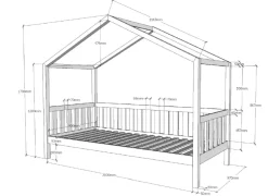 Dallas 1 Hausbett mit seitlicher Umrandung 90 x 200 cm Liegefläche, Eiche Natur ^ vipack Online