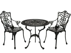 Bistroset Jugendstil 3-teilig, Aluguss grau antik ^ DEGAMO
