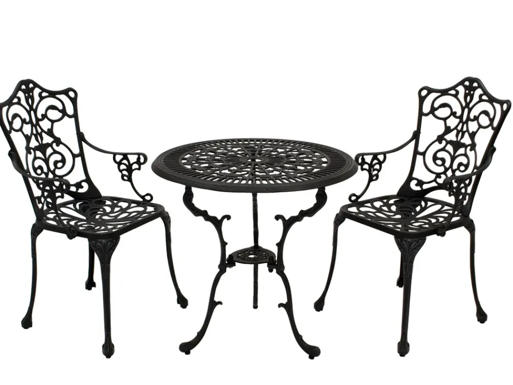Bistroset Jugendstil 3-teilig, Aluguss grau antik ^ DEGAMO