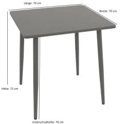 Bistrotisch DENVER 70x70cm quadratisch, Metall grau ^ DEGAMO Best