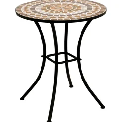 Bistrotisch LUCCA 60cm rund, Eisen schwarz und Mosaik terracottafarben ^ DEGAMO Hot