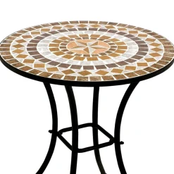 Bistrotisch LUCCA 60cm rund, Eisen schwarz und Mosaik terracottafarben ^ DEGAMO Hot
