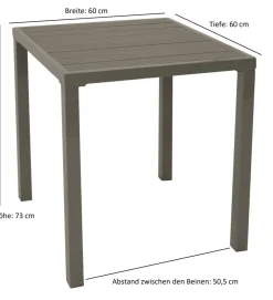 Bistrotisch VARENNA 60x60cm, Metall silbergrau + Kunstholz grau ^ DEGAMO Outlet