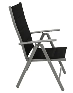 Garnitur BAGO 5-teilig, Alu silbergrau + Kunstgewebe schwarz ^ DEGAMO Discount