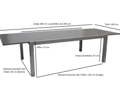 DEGAMO Garnitur MARINA 9-teilig, Aluminium silbergrau + Kunstgewebe schwarz New