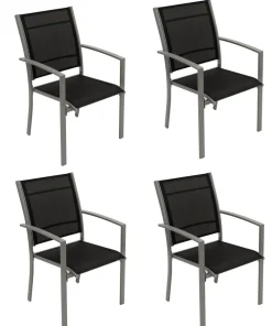 DEGAMO Garnitur PINO 5-teilig, Metall + Kunstgewebe schwarz Discount