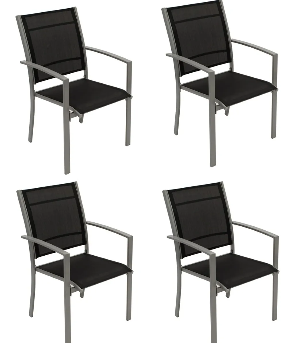 DEGAMO Garnitur PINO 5-teilig, Metall + Kunstgewebe schwarz Discount