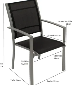 DEGAMO Garnitur PINO 5-teilig, Metall + Kunstgewebe schwarz Discount