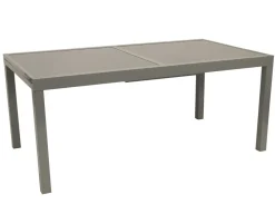 DEGAMO Garnitur PISA 7-teilig, Aluminium silbergrau + Glas + Kunstgewebe schwarz Best