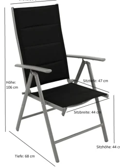 DEGAMO Garnitur VAIL 5-teilig, Alu + Akazie + Kunstgewebe schwarz Discount