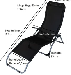 DEGAMO Gesundheitsliege SYLT, Stahl + Kunstgewebe schwarz, faltbar
