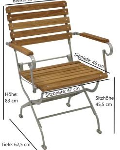 DEGAMO Klappsessel PASSAU, Flachstahl verzinkt + Robinie, klappbar