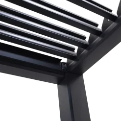 Pavillon BARACOA  3x3 Meter, Aluminium dunkelgrau, Dach aus verstellbaren Alu Lamellen ^ DEGAMO Hot