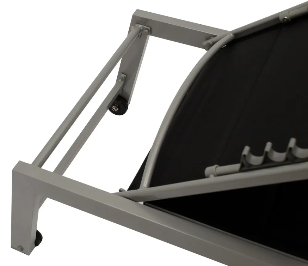Rollenliege GIRONA extra hoch, Aluminium silber + Textilgewebe gepolstert schwarz ^ DEGAMO Clearance