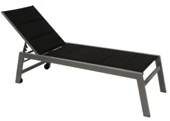 Rollenliege GIRONA extra hoch, Aluminium silber + Textilgewebe gepolstert schwarz ^ DEGAMO Clearance