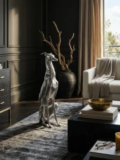 Dekofigur Windhund Aluminium Silber 70 cm im Design-Stil ^ KADIMA DESIGN Sale