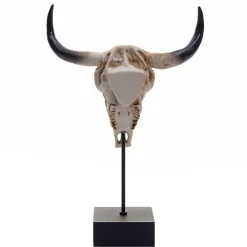 MCW Deko Standfigur Kuhschädel -D30, Stierkopf Bulle Tierkopf Kuhkopf Trophäe mit Trival, Polyresin 47x30x12cm Outlet