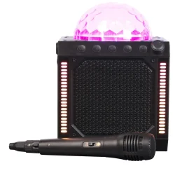 BTM-618 Bluetooth Lautsprecherbox–Discolicht, Mikrofon, schwarz ^ Denver Online