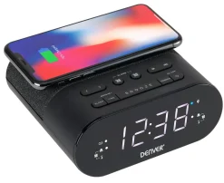CRQ-107 Radiowecker – PLL/FM, Dual Alarm, Qi-Ladung, schwarz ^ Denver Sale