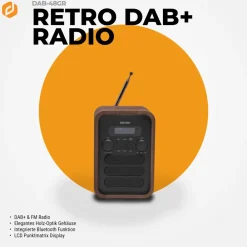 DAB-48 DAB+/ FM-Radio mit Bluetooth, Holzdesign, dunkelgrau ^ Denver Best