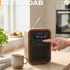 DAB-48 DAB+/ FM-Radio mit Bluetooth, Holzdesign, dunkelgrau ^ Denver Best