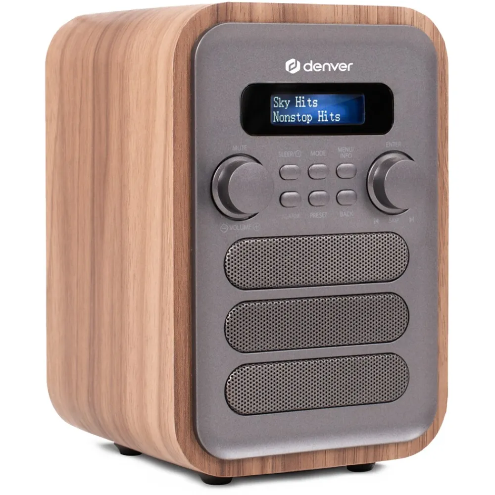DAB-48 DAB+/ FM-Radio mit Bluetooth, Holzdesign, dunkelgrau ^ Denver Best