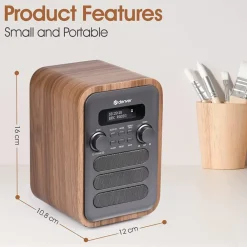 DAB-48 DAB+/ FM-Radio mit Bluetooth, Holzdesign, dunkelgrau ^ Denver Best