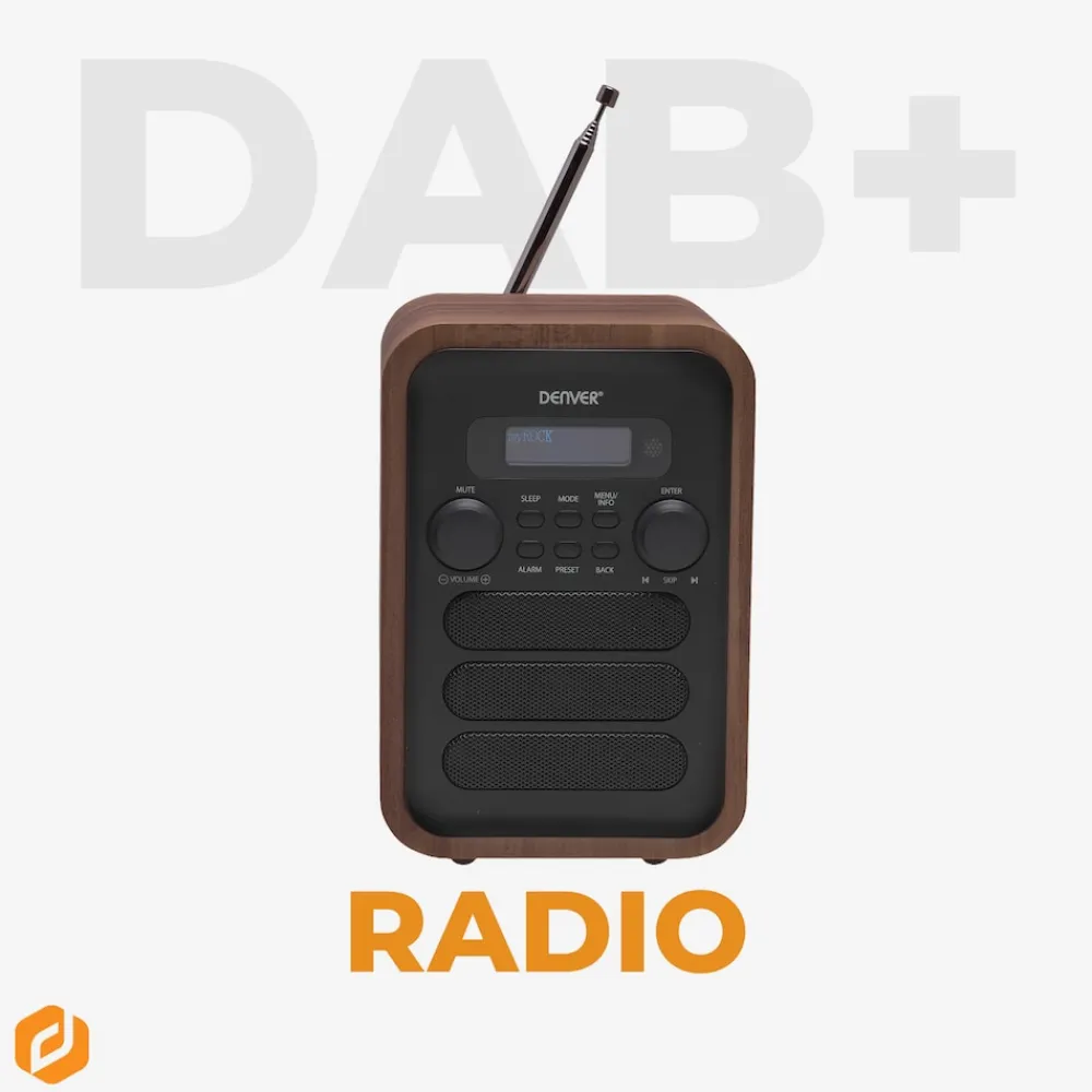 DAB-48 DAB+/ FM-Radio mit Bluetooth, Holzdesign, dunkelgrau ^ Denver Best