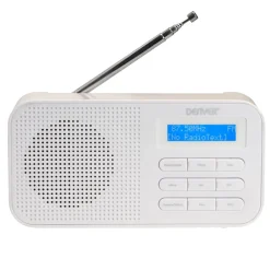 Denver DAB-42 FM-Radio– Batteriebetrieb, Dual-Alarm-Wecker, weiß Weiss New